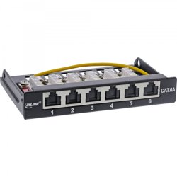 InLine Patch panel Cat.6A 0.5U 6-port, for table/wall/rail, with dust protection, black