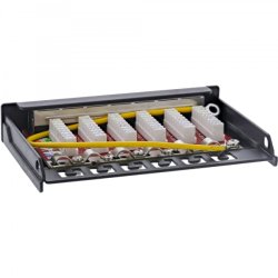 InLine Patch panel Cat.6A 0.5U 6-port, for table/wall/rail, with dust protection, black