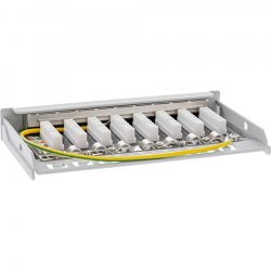 InLine Patch panel Cat.6A 0.5U 8-port, for table/wall/rail, with dust protection, grey