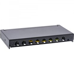 InLine Patch panel Cat.6A 0.5U 8-port, for table/wall/rail, with dust protection, black