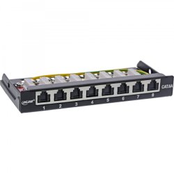 InLine Patch panel Cat.6A 0.5U 8-port, for table/wall/rail, with dust protection, black