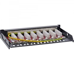 InLine Patch panel Cat.6A 0.5U 8-port, for table/wall/rail, with dust protection, black