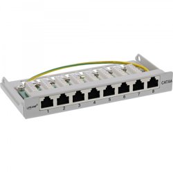 InLine Patch panel Cat.6A 0.5U 8-port, table/wall mounting, light grey, RAL7035