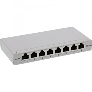 InLine Patch panel Cat.6A 0.5U 8-port, table/wall mounting, light grey, RAL7035
