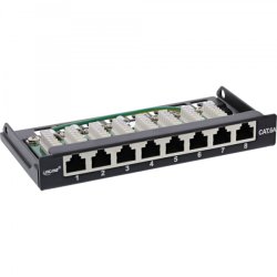 InLine Patch panel Cat.6A 0.5U 8-port, table/wall mounting, black RAL9005