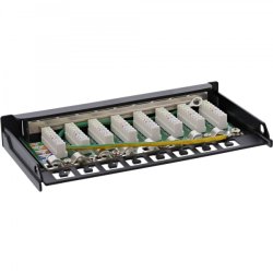 InLine Patch panel Cat.6A 0.5U 8-port, table/wall mounting, black RAL9005