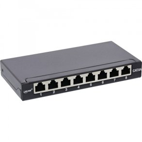 InLine Patch panel Cat.6A 0.5U 8-port, table/wall mounting, black RAL9005