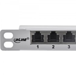 InLine 10" patch panel Cat.6A 0.5U 12-port, with dust protection, grey