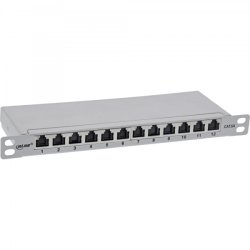 InLine 10" patch panel Cat.6A 0.5U 12-port, with dust protection, grey
