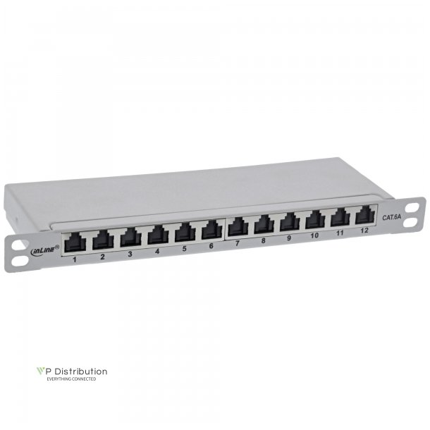 InLine 10" patch panel Cat.6A 0.5U 12-port, with dust protection, grey