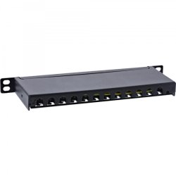 InLine 10" patch panel Cat.6A 0.5U 12-port, with dust protection, black