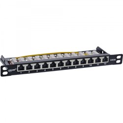 InLine 10" patch panel Cat.6A 0.5U 12-port, with dust protection, black