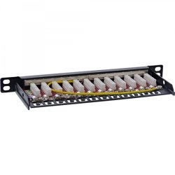 InLine 10" patch panel Cat.6A 0.5U 12-port, with dust protection, black