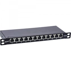 InLine 10" patch panel Cat.6A 0.5U 12-port, with dust protection, black