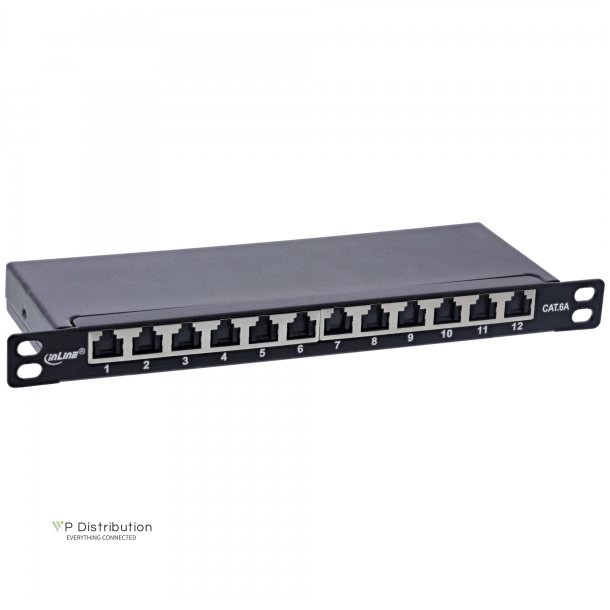 InLine 10" patch panel Cat.6A 0.5U 12-port, with dust protection, black