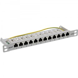 InLine 10" Patch panel Cat.6A 0.5U 12-port, light grey, RAL7035