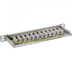 InLine 10" Patch panel Cat.6A 0.5U 12-port, light grey, RAL7035