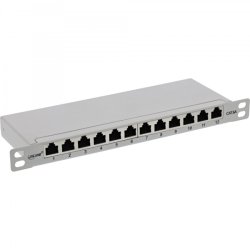 InLine 10" Patch panel Cat.6A 0.5U 12-port, light grey, RAL7035