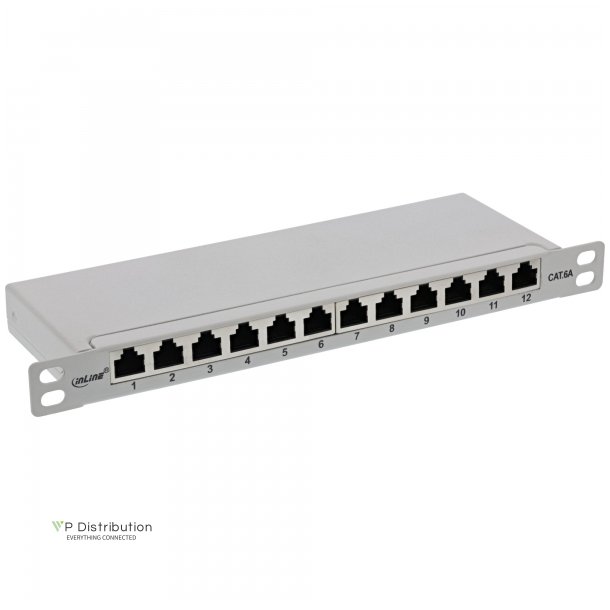 InLine 10" Patch panel Cat.6A 0.5U 12-port, light grey, RAL7035