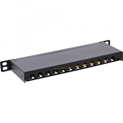 InLine 10" Patch panel Cat.6A 0.5U 12-port, black RAL9005