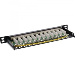InLine 10" Patch panel Cat.6A 0.5U 12-port, black RAL9005
