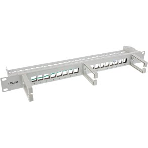 InLine® 16-way patch panel, Keystone empty panel with 3 brackets, 19