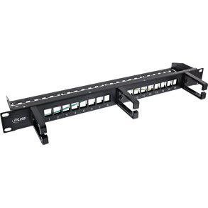 InLine® 16-way patch panel, Keystone empty panel with 3 brackets, 19