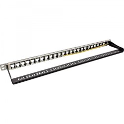 InLine Blank Patch Panel 19" 24 Port 0.5U black for RJ45 Keystones