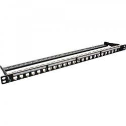 InLine Blank Patch Panel 19" 24 Port 0.5U black for RJ45 Keystones