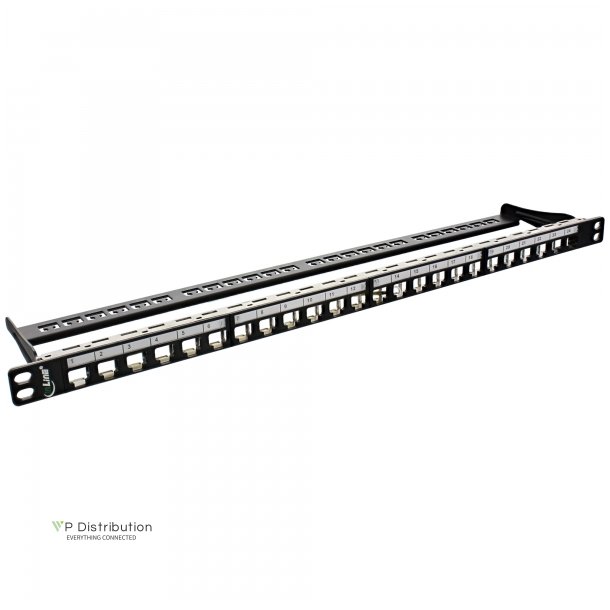 InLine Blank Patch Panel 19" 24 Port 0.5U black for RJ45 Keystones