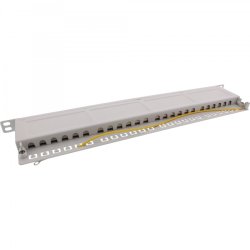 InLine Patch Panel 19" Cat.6A 24 Port 0.5U light grey RAL7035