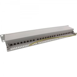InLine Patch Panel 19" Cat.6A 24 Port 1U light grey RAL7035