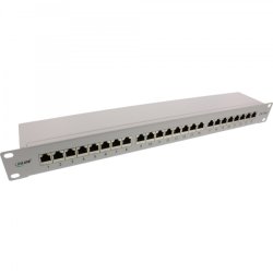 InLine Patch Panel 19" Cat.6A 24 Port 1U light grey RAL7035