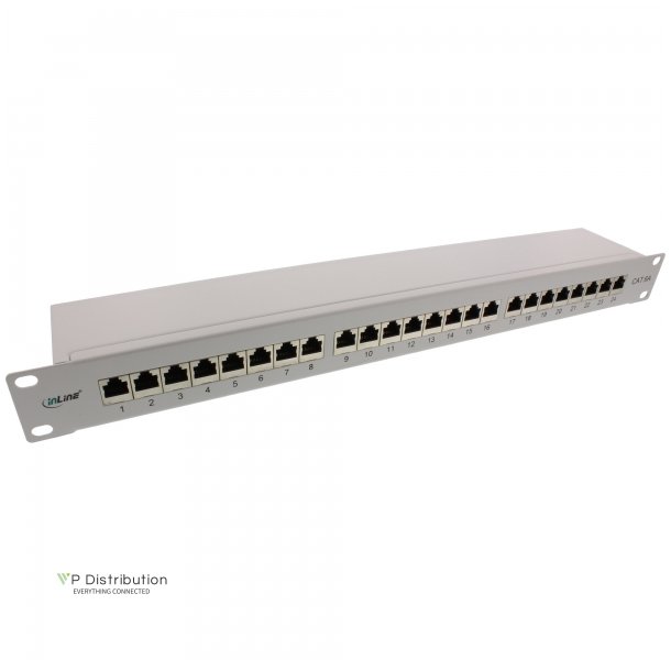 InLine Patch Panel 19" Cat.6A 24 Port 1U light grey RAL7035