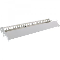 InLine Blank Patch Panel with pull-out 19" 24 Port 1U light grey RAL7035