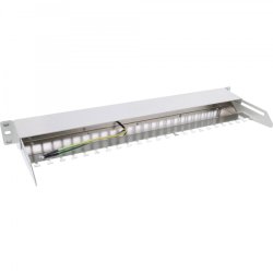 InLine Blank Patch Panel with pull-out 19" 24 Port 1U light grey RAL7035