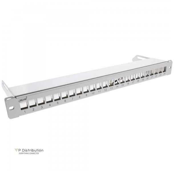 InLine Blank Patch Panel with pull-out 19" 24 Port 1U light grey RAL7035