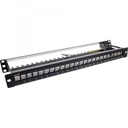 InLine Blank Patch Panel with pull-out 19" 24 Port 1U black RAL9005