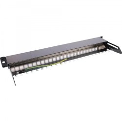 InLine Blank Patch Panel with pull-out 19" 24 Port 1U black RAL9005