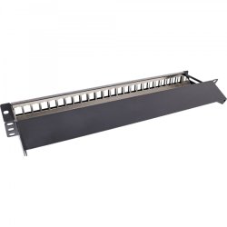 InLine Blank Patch Panel with pull-out 19" 24 Port 1U black RAL9005
