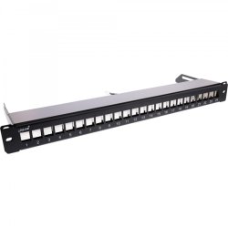 InLine Blank Patch Panel with pull-out 19" 24 Port 1U black RAL9005