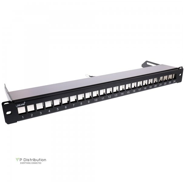 InLine Blank Patch Panel with pull-out 19" 24 Port 1U black RAL9005