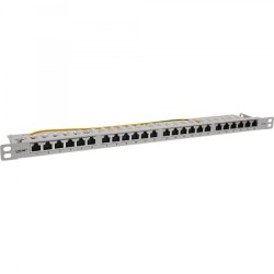 InLine 19" patch panel Cat.6A 0.5 U 24-port, with dust protection, grey