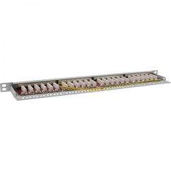InLine 19" patch panel Cat.6A 0.5 U 24-port, with dust protection, grey