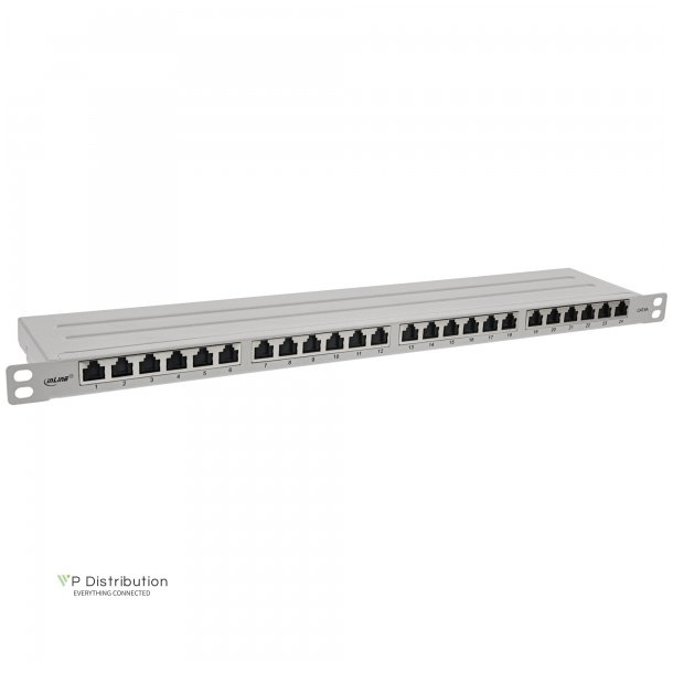 InLine 19" patch panel Cat.6A 0.5 U 24-port, with dust protection, grey