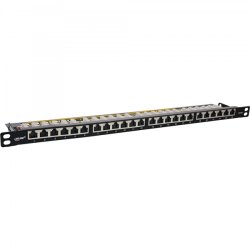 InLine 19" patch panel Cat.6A 0.5 U 24-port, with dust protection, black
