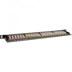 InLine 19" patch panel Cat.6A 0.5 U 24-port, with dust protection, black