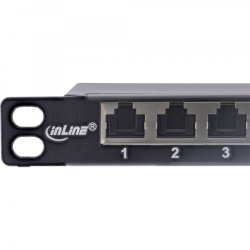 InLine 19" patch panel Cat.6A 0.5 U 24-port, with dust protection, black