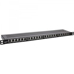 InLine 19" patch panel Cat.6A 0.5 U 24-port, with dust protection, black