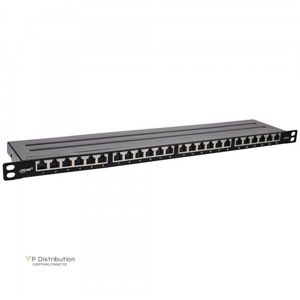 InLine 19" patch panel Cat.6A 0.5 U 24-port, with dust protection, black